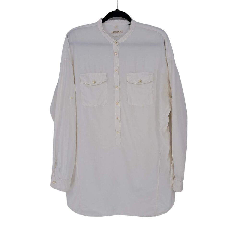 Levi's Made & Crafted Tunic Cotton Silk Popover Shirt Off White Women's Size 3 L